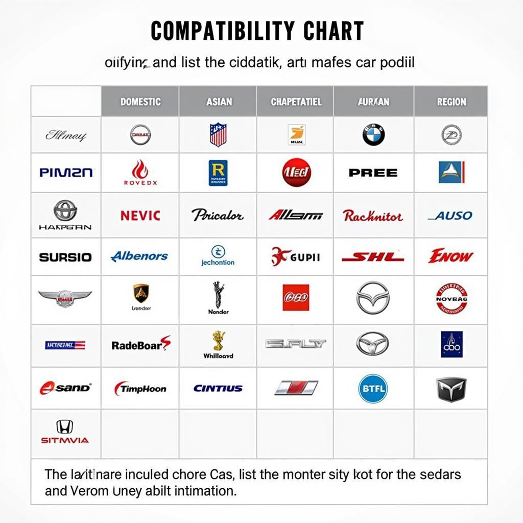 Autel IM600 Vehicle Compatibility Chart