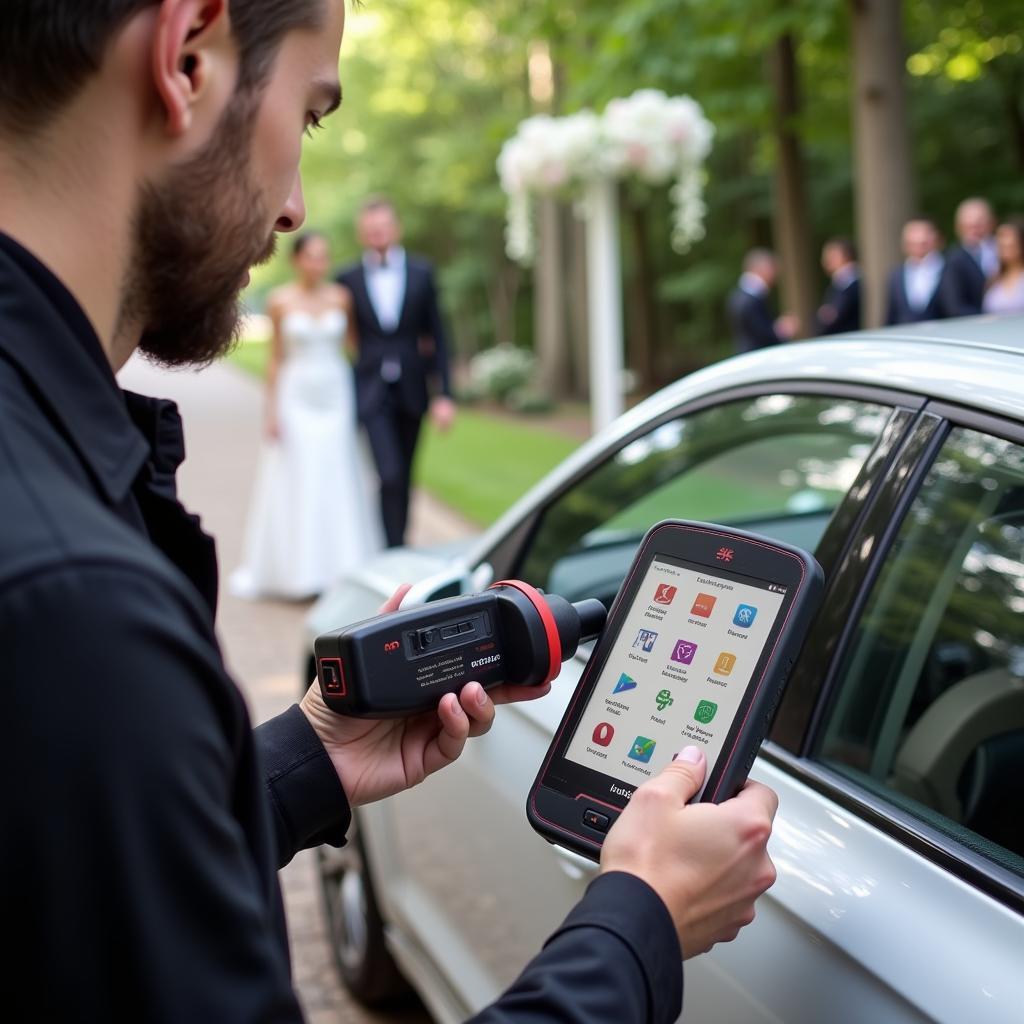 Autel IM608 Pro Being Used Outdoors at a Wedding