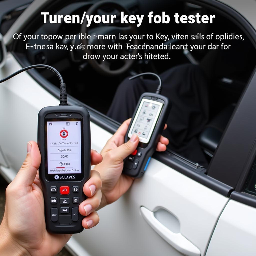 Technician Using Autel Key Fob Tester to Diagnose a Malfunctioning Key