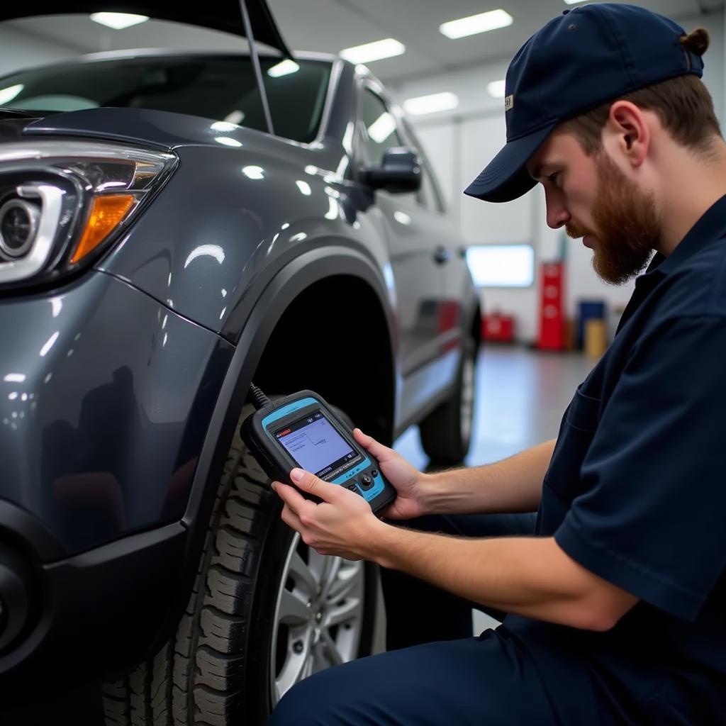 Technician Using the Autel Lite Scanner