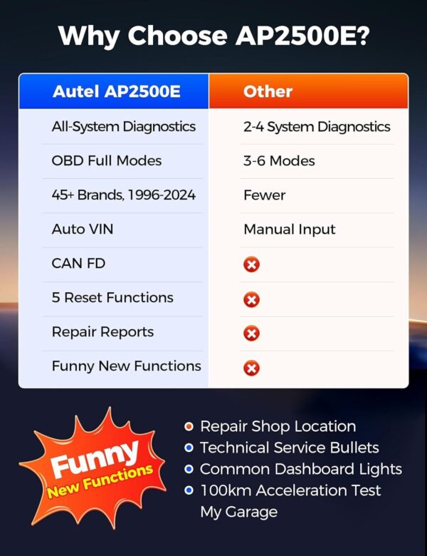 Autel Maxi AP2500E OBD Scanner Car Diagnostic Oil Reset TPMS Relearn Code Reader - Image 6