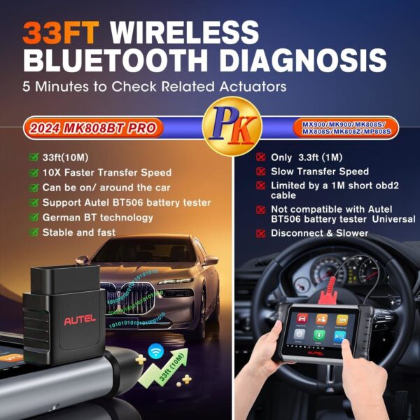 Autel MaxiCOM MK808BT Pro Car Diagnostic Tool Auto OBD2 Scanner TPMS Code Reader - Image 4