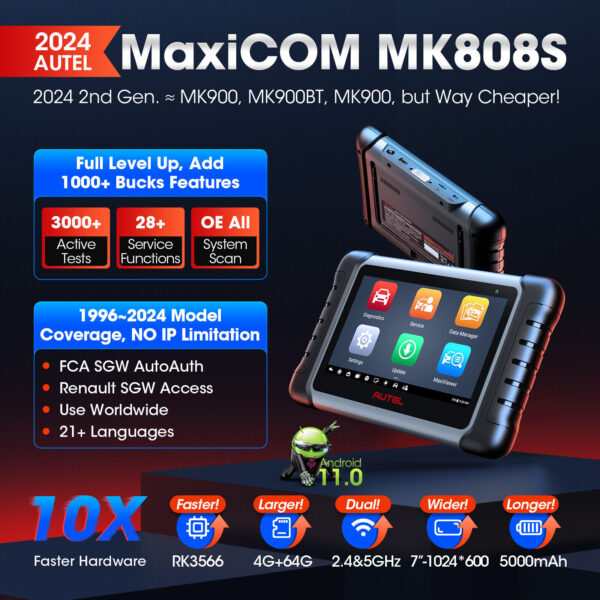 Autel MaxiCOM MK808S PRO OBD2 Car Diagnostic Scanner Tool Key Coding Code Reader - Image 2