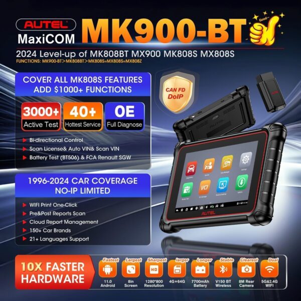 Autel MaxiCOM MK900BT 2024 New Diagnostic Bidirectional Scanner Tool Active Test - Image 2