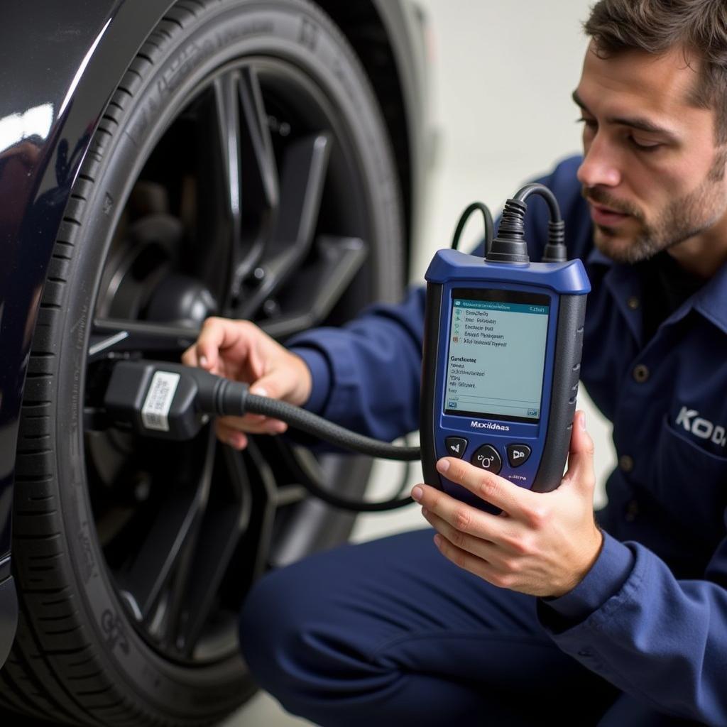 Autel Maxidas DS708 Automotive Diagnostic System in Use