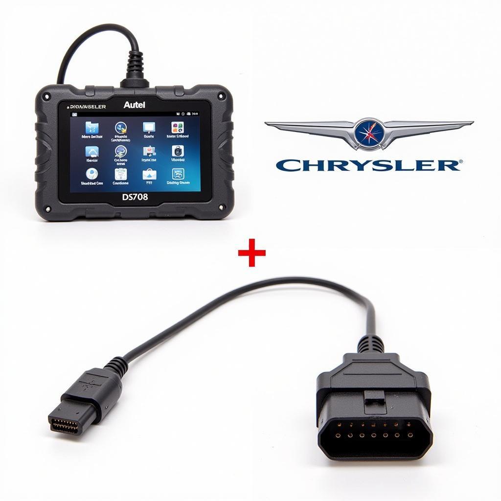 Autel MaxiDAS DS708 connected to a Chrysler OBD1 system