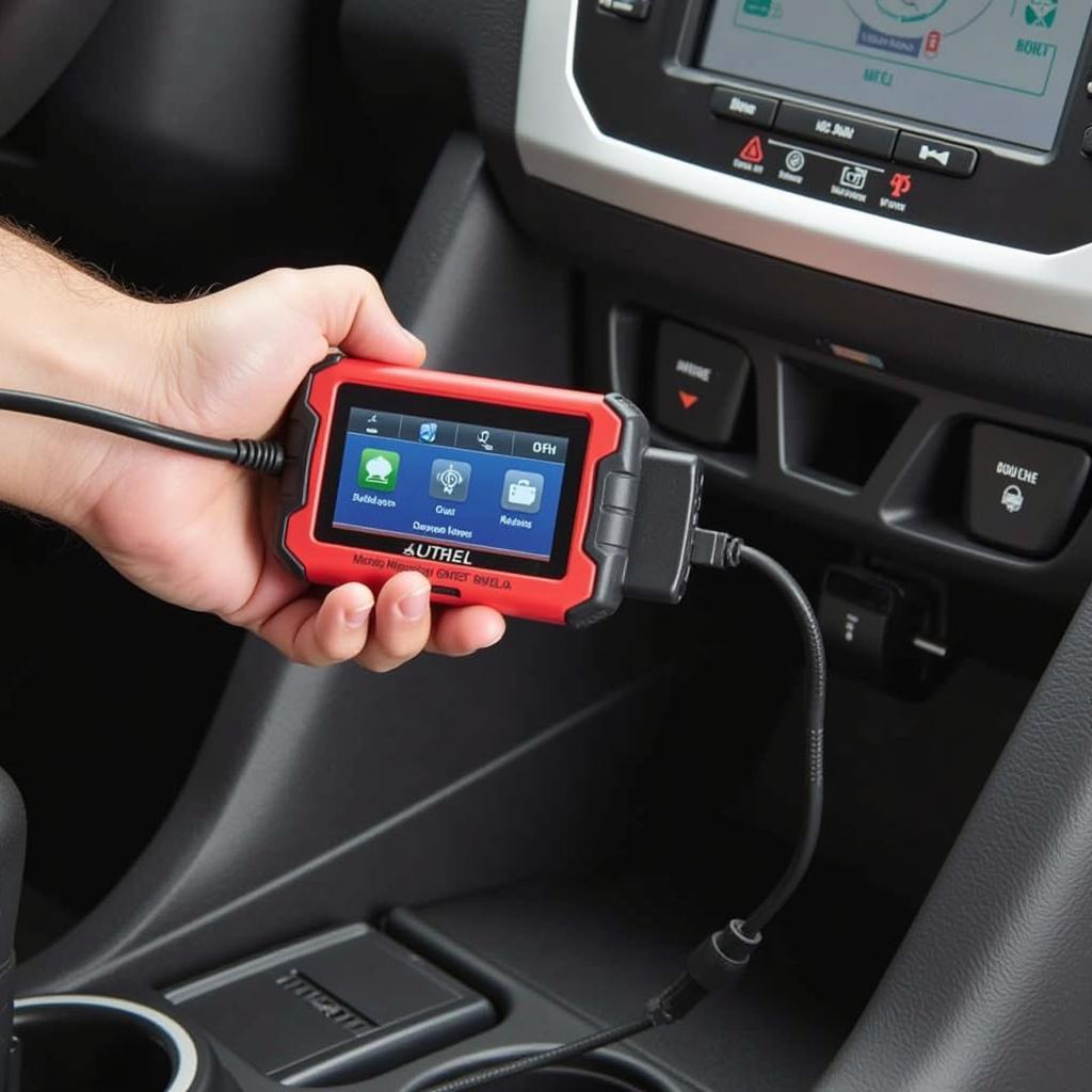 Autel MaxiDAS DS708 connected to OBD2 Port