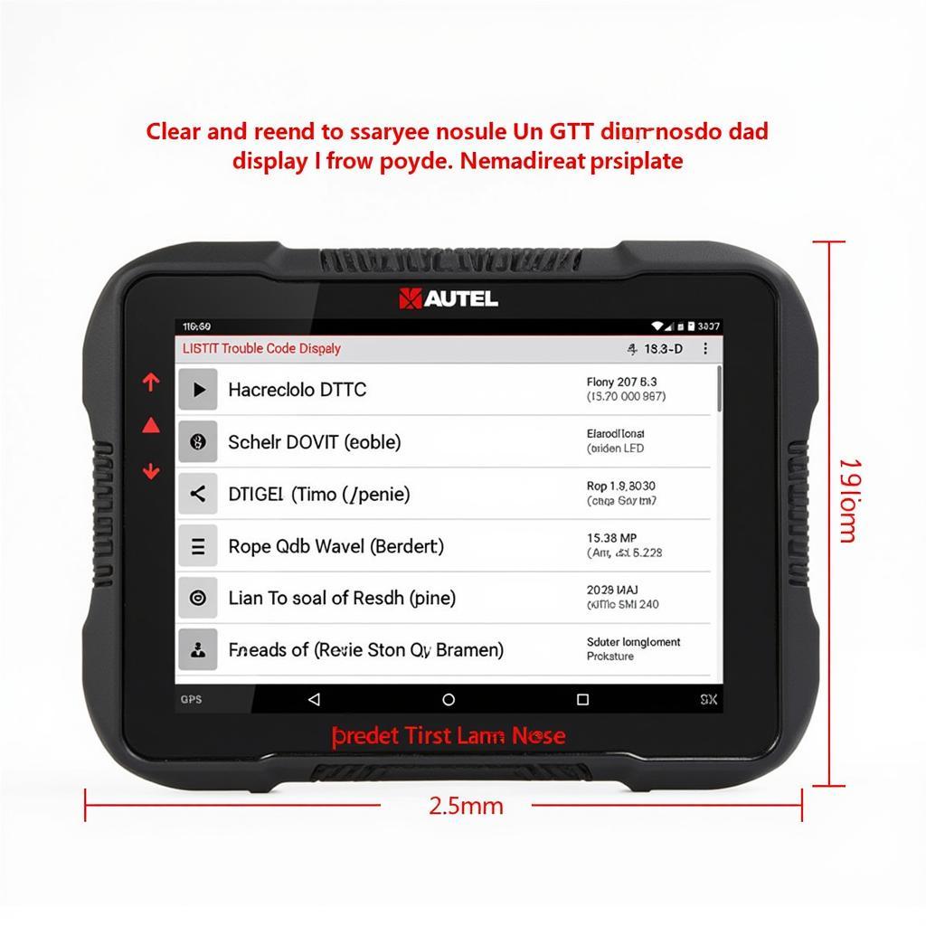 Autel MaxiScan MS609 displaying diagnostic trouble codes on its screen