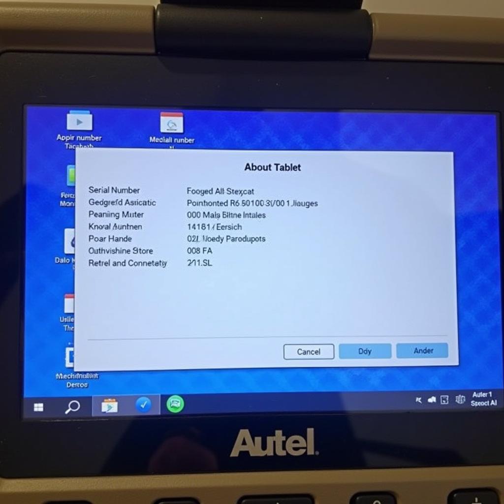 Autel MaxiSys 906 About Tablet Screen