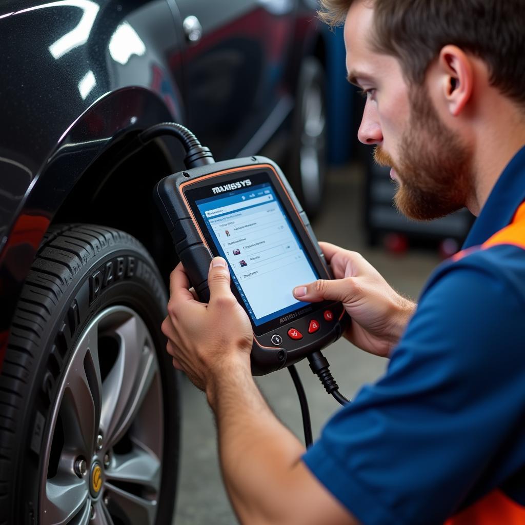 Autel Maxisys Diagnostic Scanner in Use