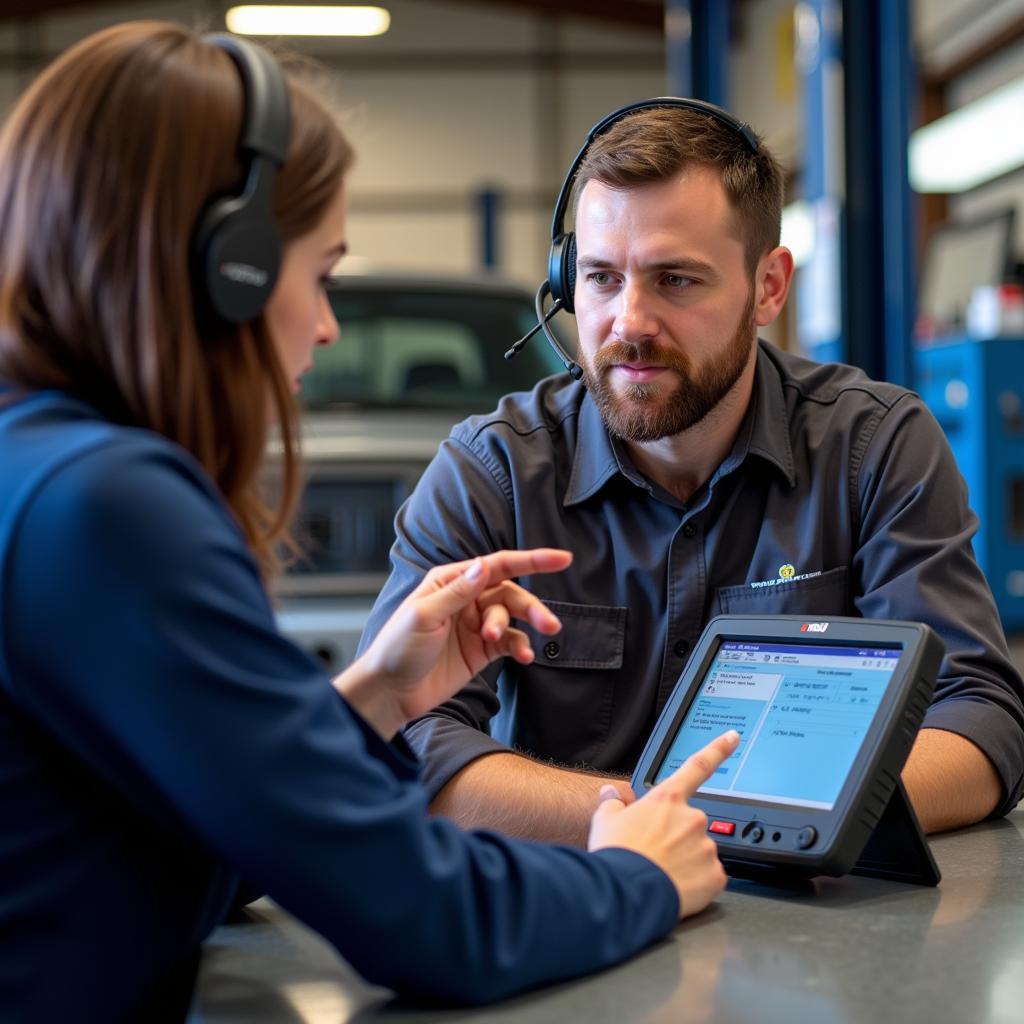 Autel MaxiSys Elite Customer Support Representative assisting a mechanic with a technical issue