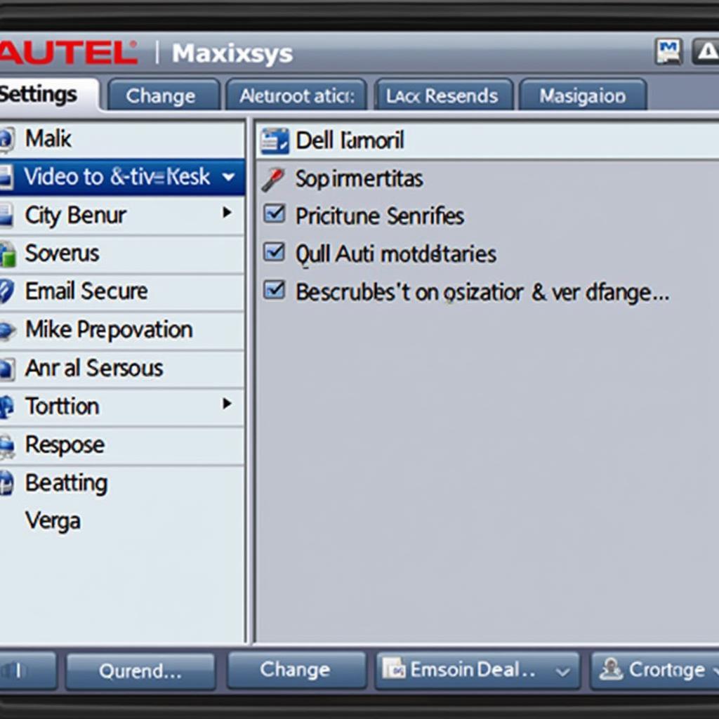 Autel Maxisys Email Settings Menu