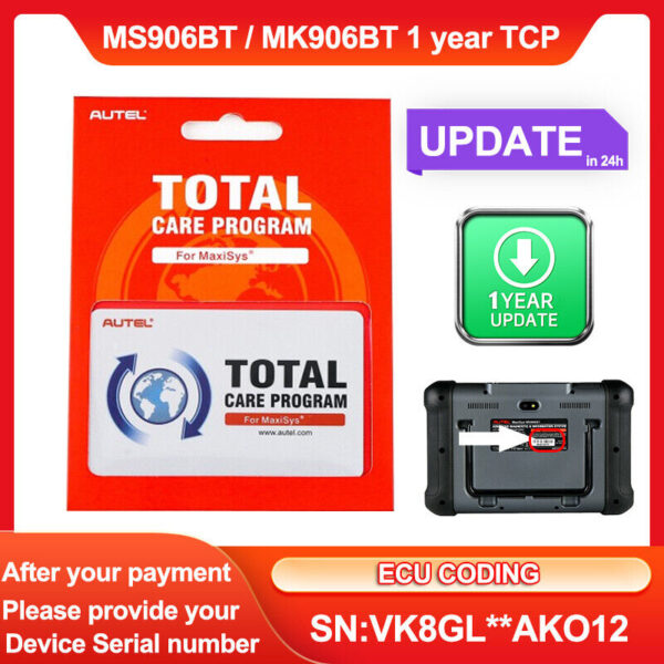 AUTEL Maxisys MS906BT 1 YR UPDATE ONE YEAR SUBSCRIPTION Total Care (TCP)