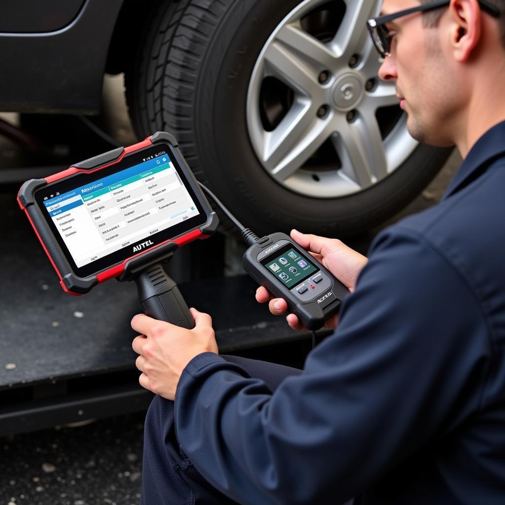 Autel Maxisys MS906BT Diagnostic Tool in Use