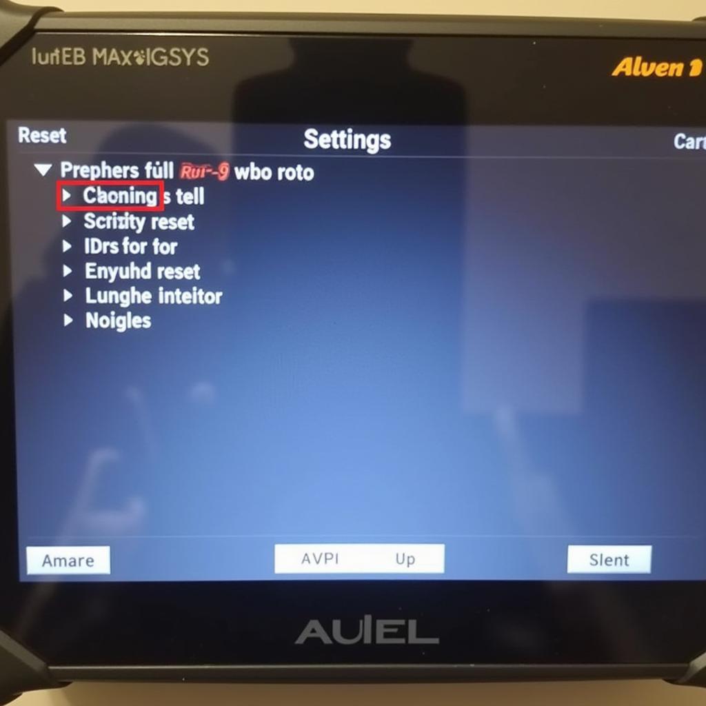 Autel MaxiSys MS906TS Factory Reset Settings Menu