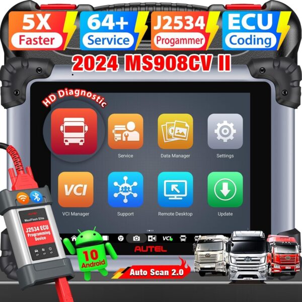 Autel MaxiSys MS908CV II Heavy Duty Truck Scanner Diesel Diagnostic Tool 2024