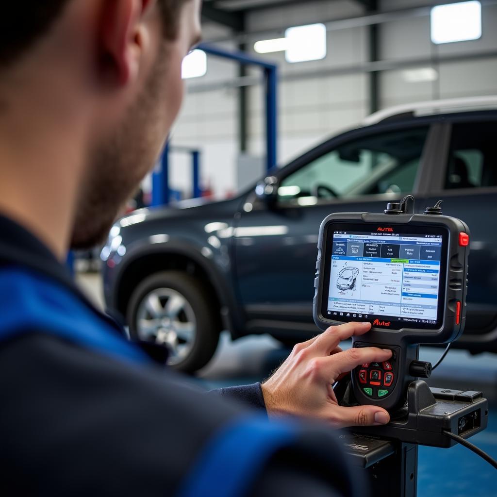 Autel MaxiSys MS909 in a Workshop Setting