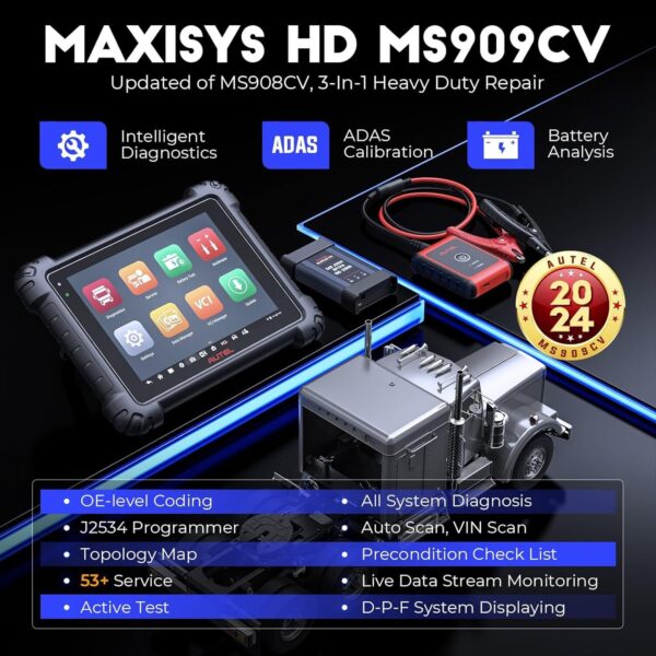 Autel MaxiSys MS909CV Scanner: 2024 Heavy Truck Tool Updated of MS906CV MS908CV - Image 2