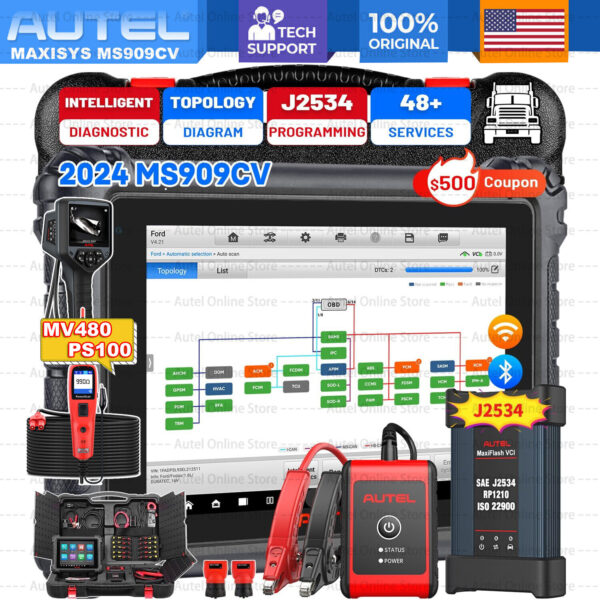 Autel MaxiSys MS909CV Scanner: 2024 Heavy Truck Tool Updated of MS906CV MS908CV