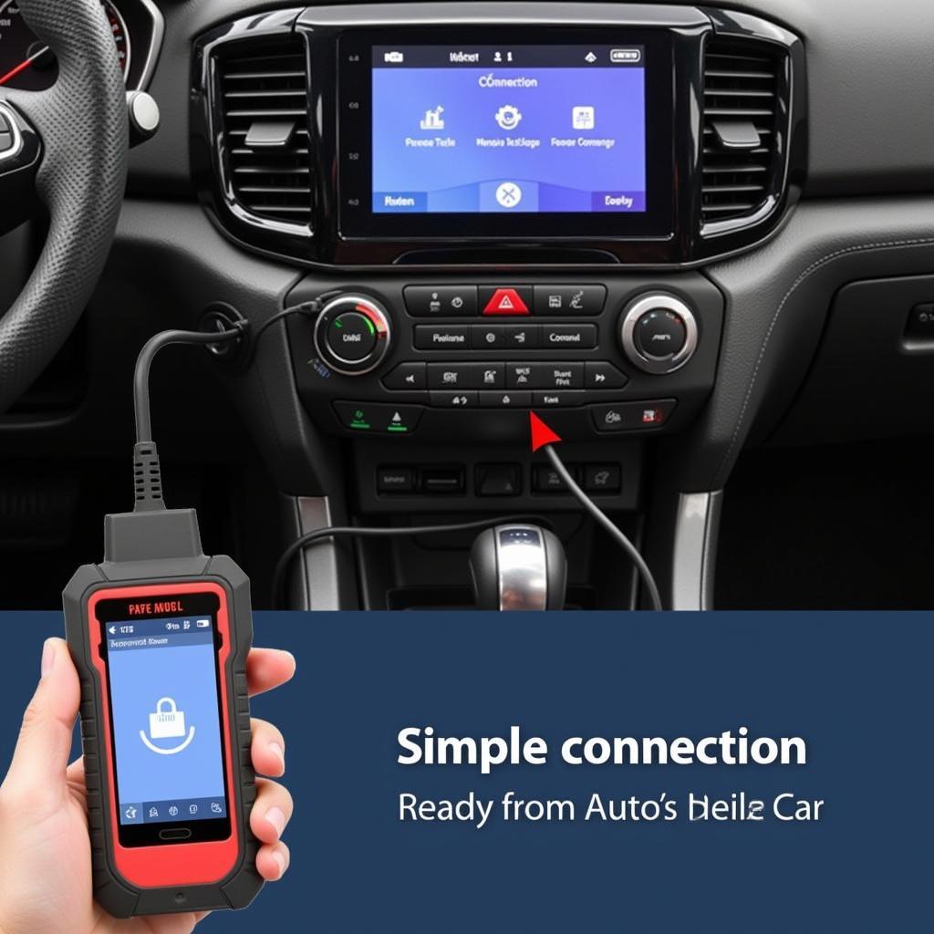 The Autel MaxiTPMS ITS600 Pro connected to a car's OBD-II port.