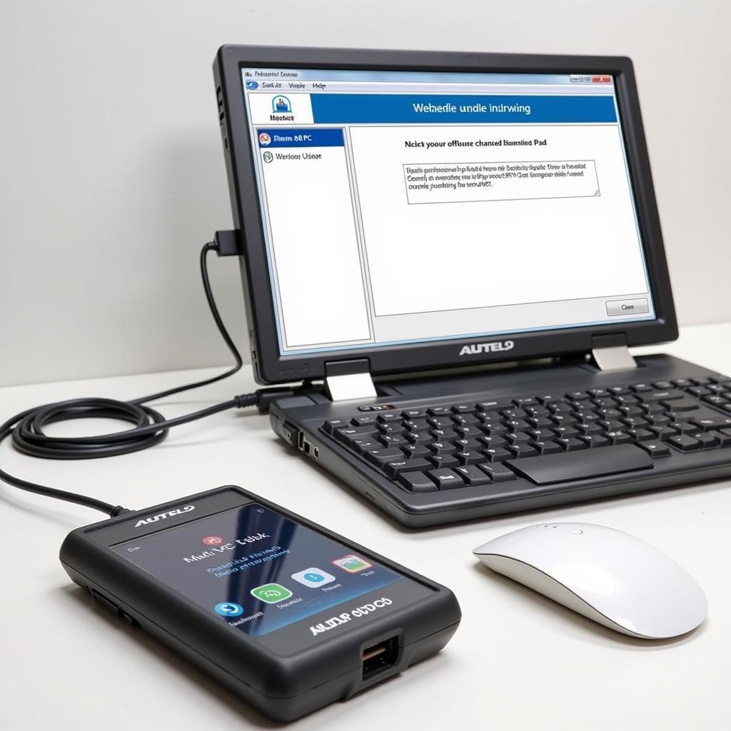 Autel MaxiTPMS Pad Connected to a PC for Software Update