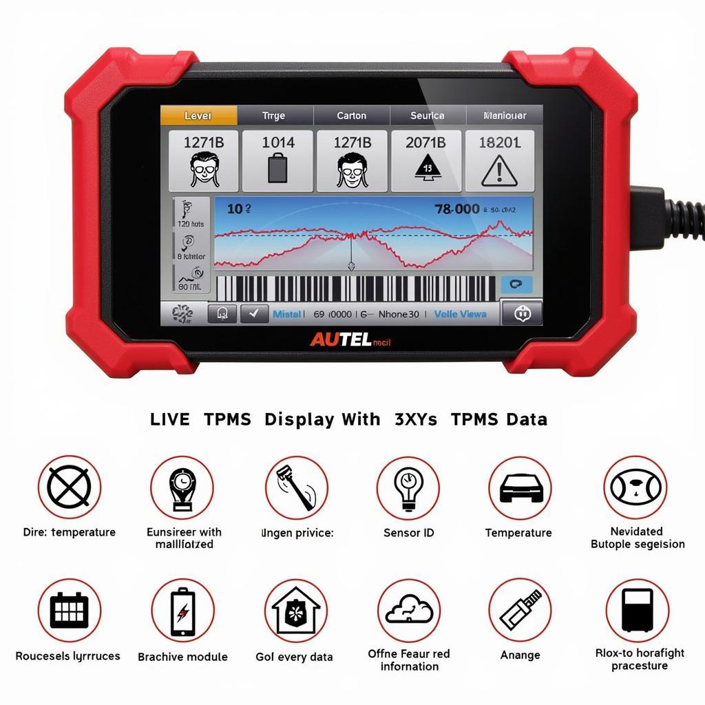 Autel MaxiTPMS TS501 displaying TPMS data