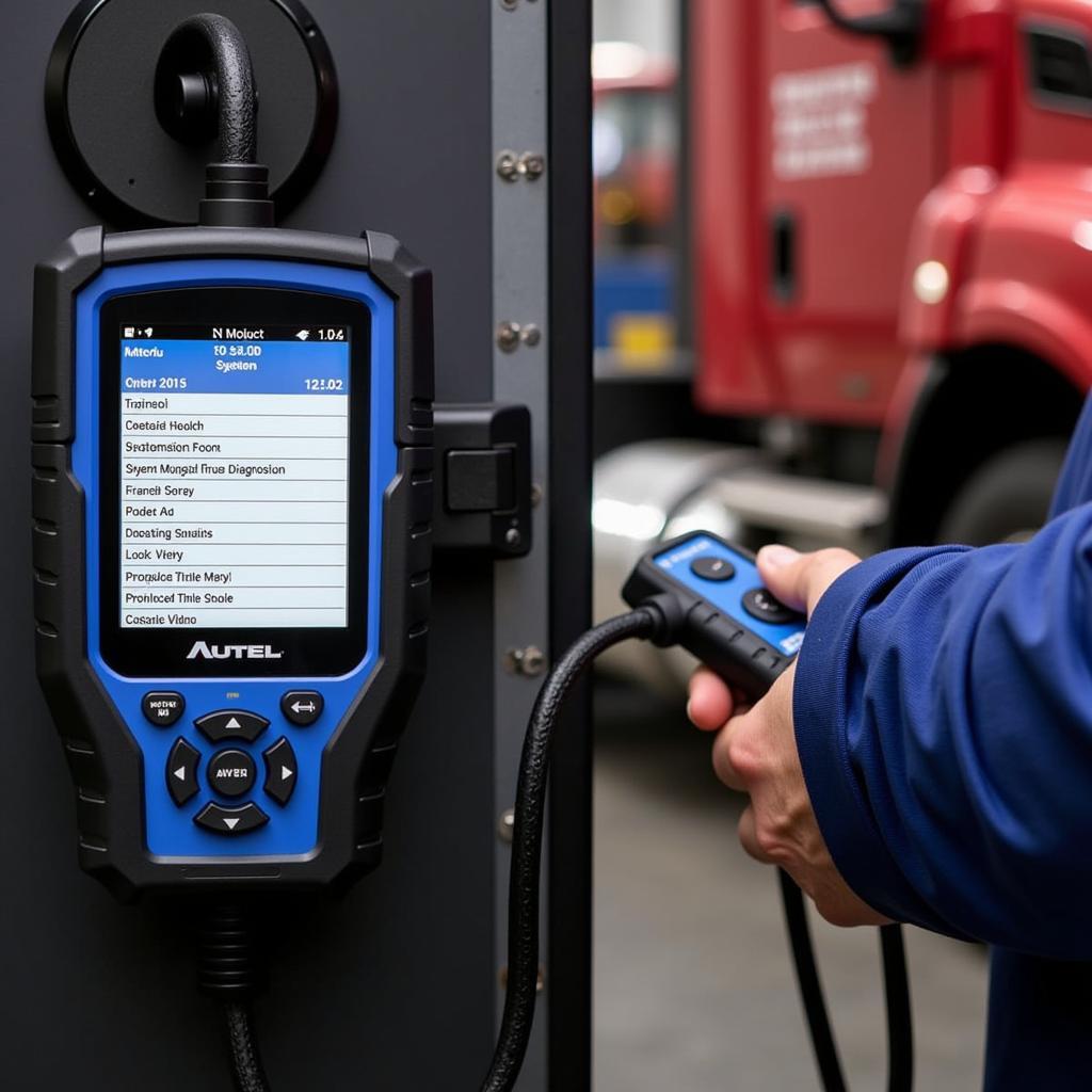 Autel MD701 24V Performing Diagnostics on a Heavy-Duty Truck