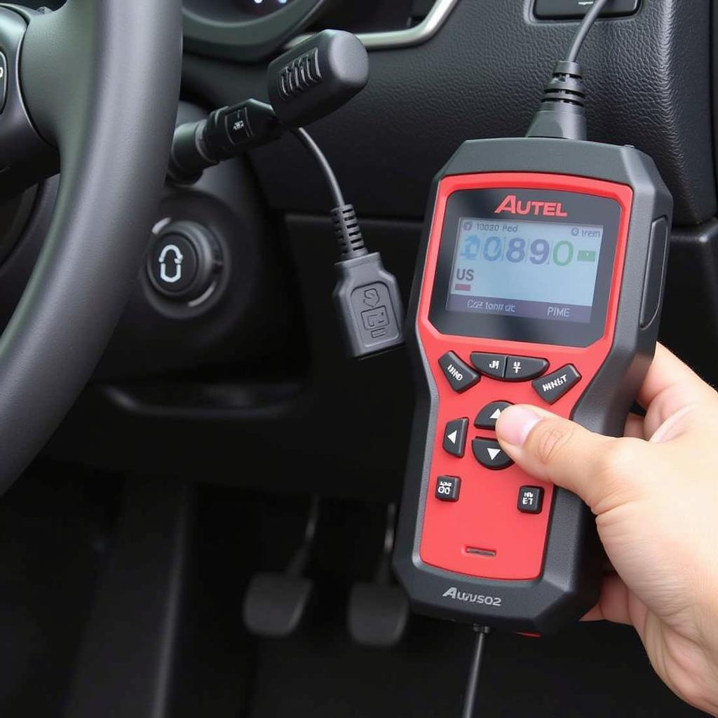 Autel MD802 Connected to Car OBD Port