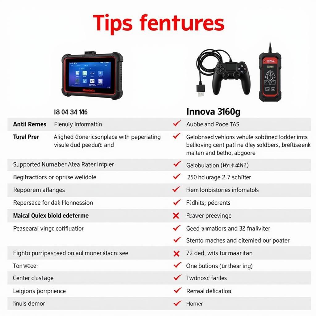 Autel MD808 Pro vs. Innova 3160g Comparison Chart