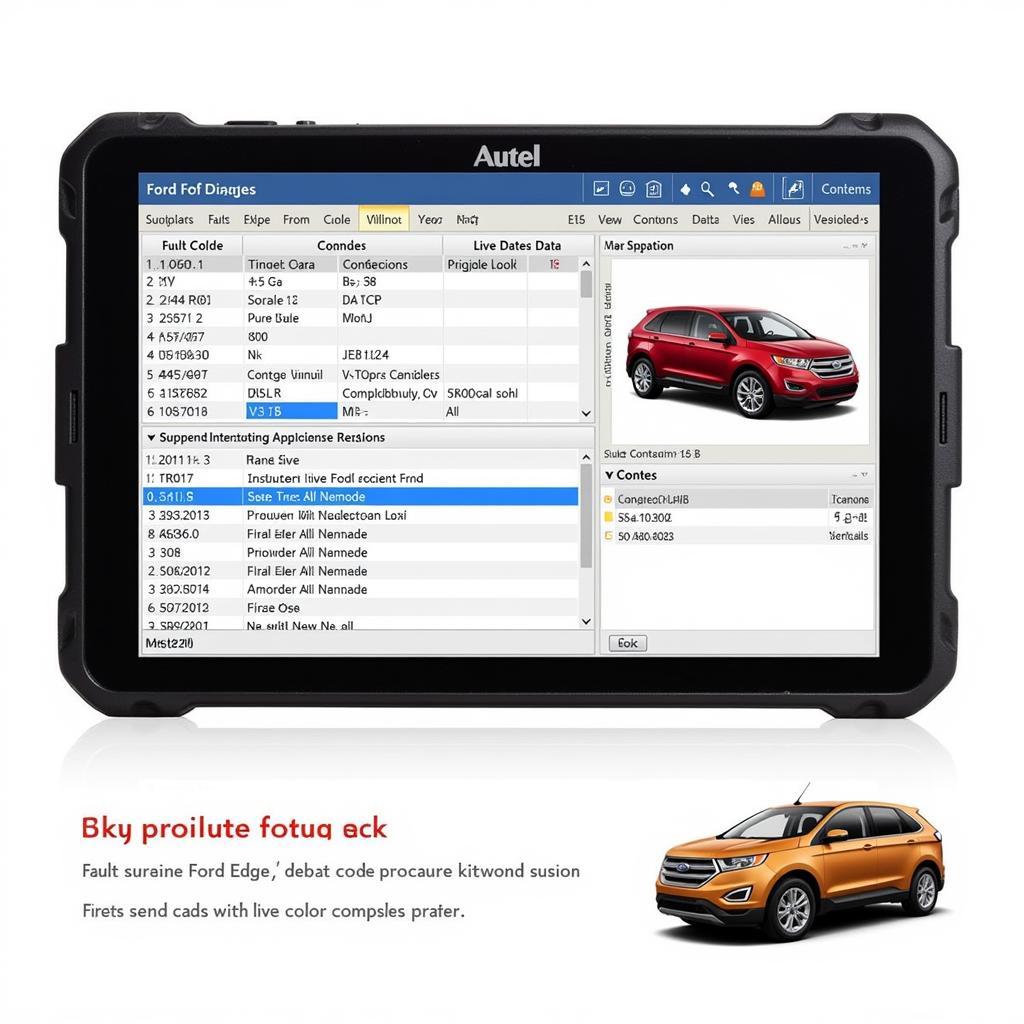 Autel MK808 Displaying Diagnostic Information for a Ford Edge