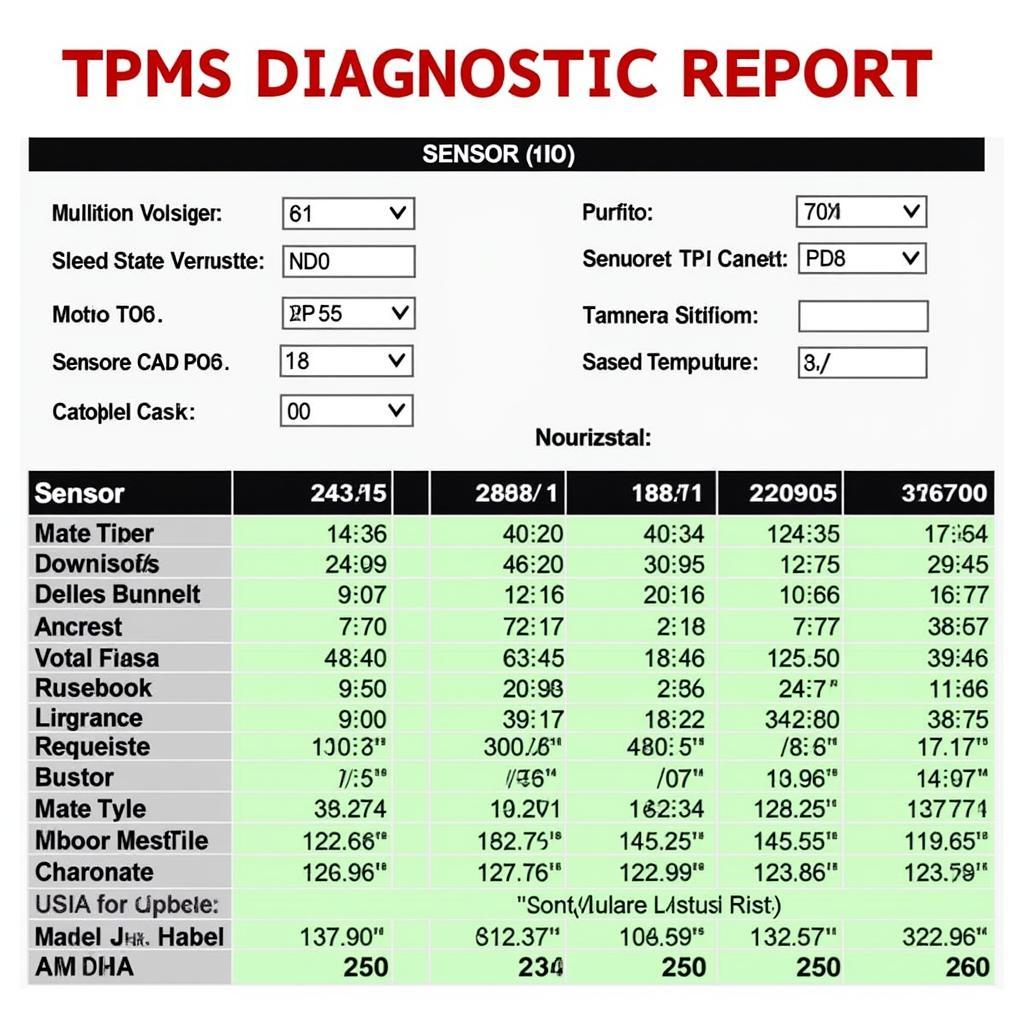 Autel MK808 TPMS Diagnostic Report