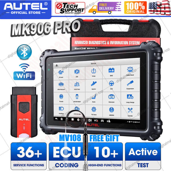 Autel MK906 Pro Maxisys MK906BT OBD2 EOBD Car Diagnostic Scanner Coding 2024