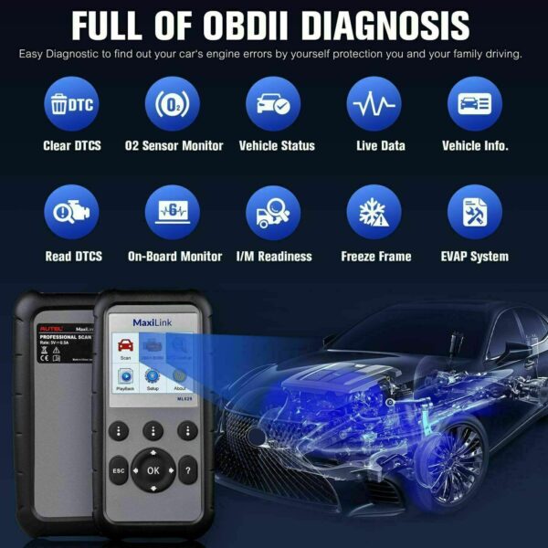 Autel ML629 OBD2 Diagnostic Tool Scanner Code Fault Reader Engine SRS ABS AL629 - Image 5