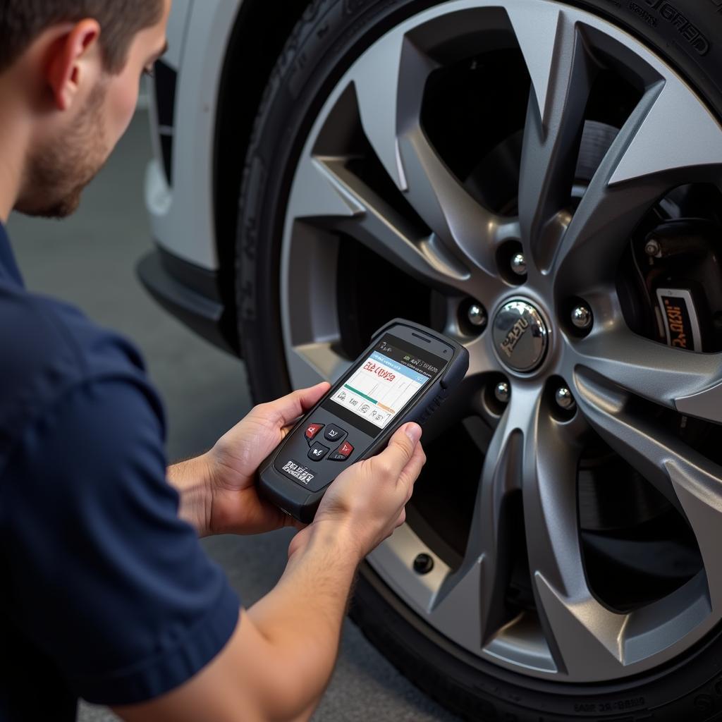 Technician Using Autel Motor Truspeed Tool