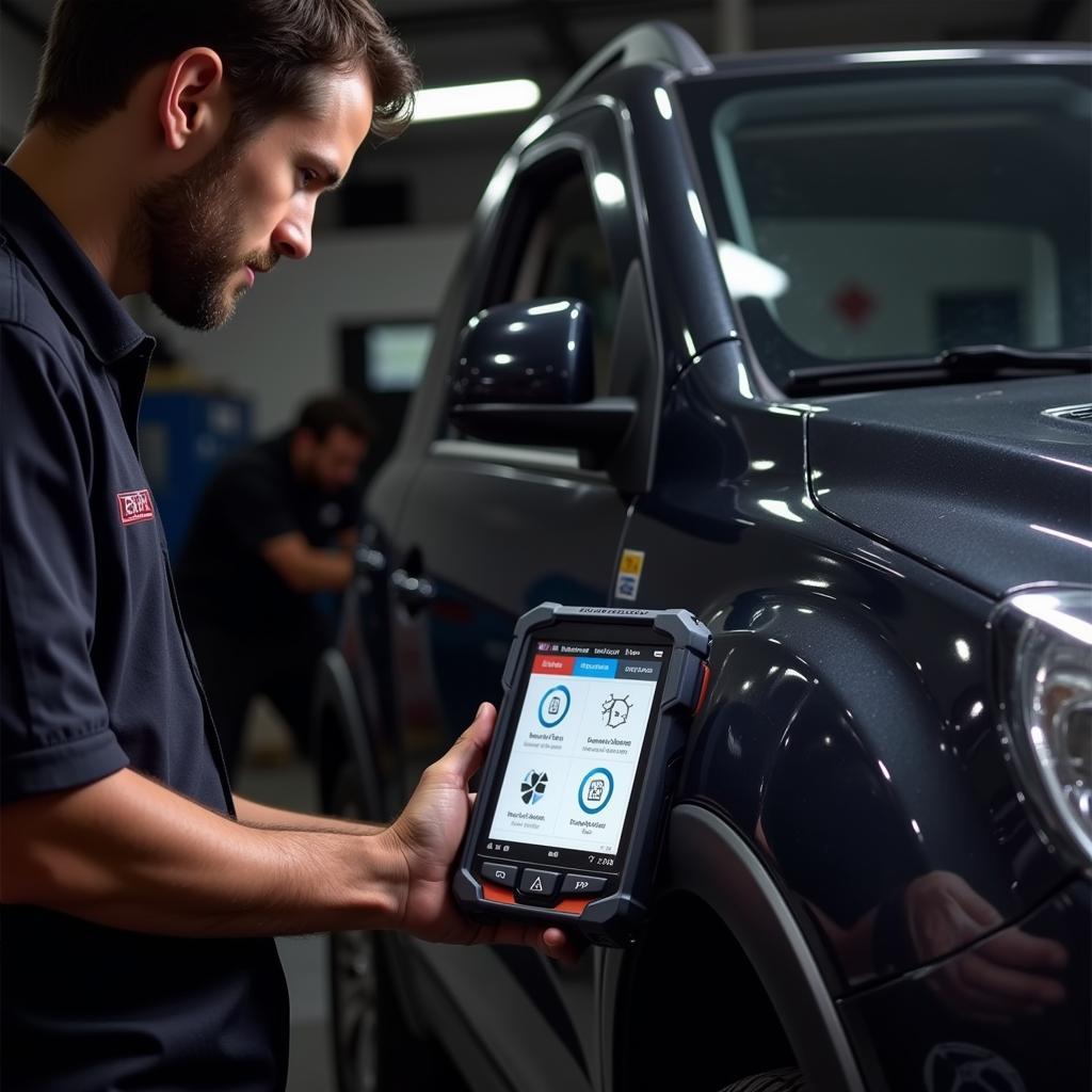 Autel MP900E Used by a Mechanic in a Workshop