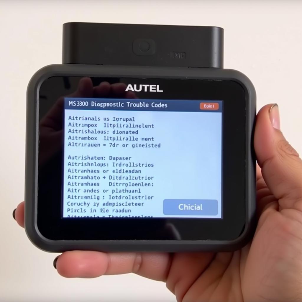 Autel MS300 Scan Tool Displaying Diagnostic Codes