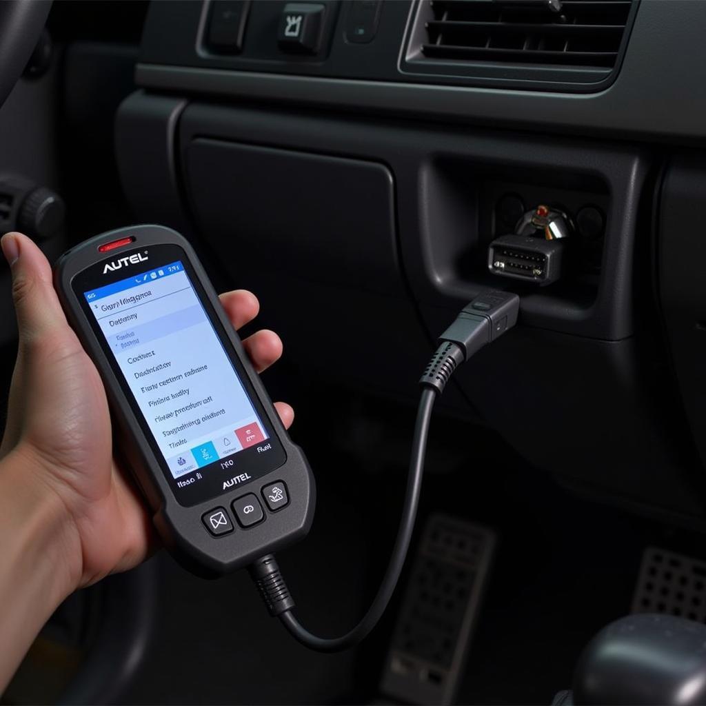 Connecting Autel MS808 to OBD-II port for crank sensor testing