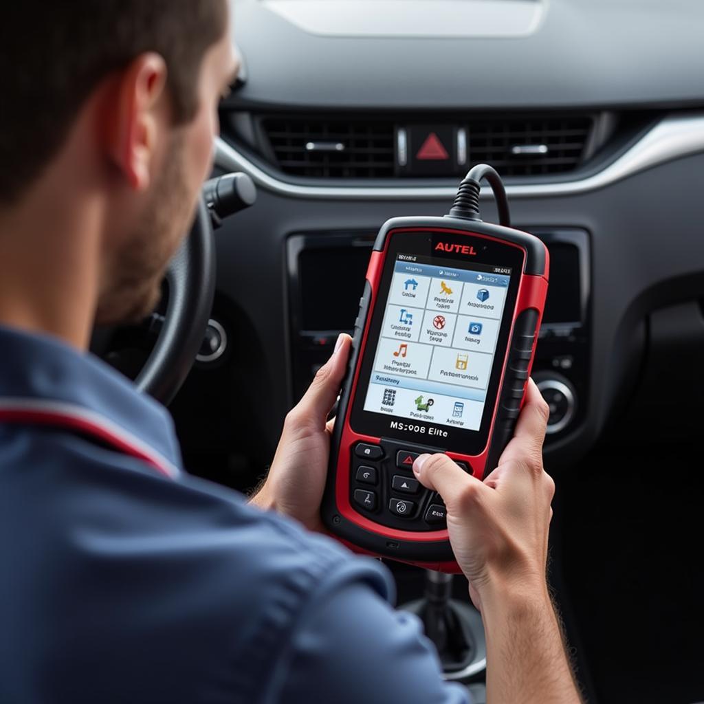 Autel MS908 Elite Diagnosing Vehicle