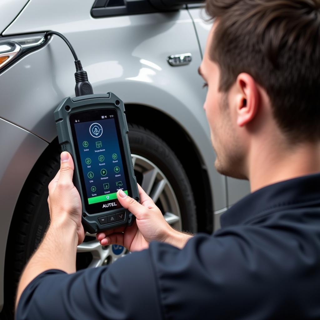 Autel MaxiSYS MS909 Performing Diagnostics on a Car