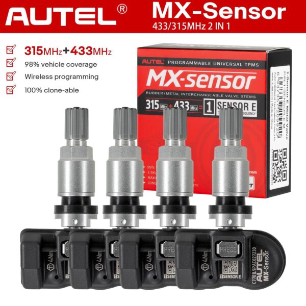 Autel MX-Sensor 315/433 MHZ 2 IN 1 Universal Progarmmable TPMS Tire Sensor Metal