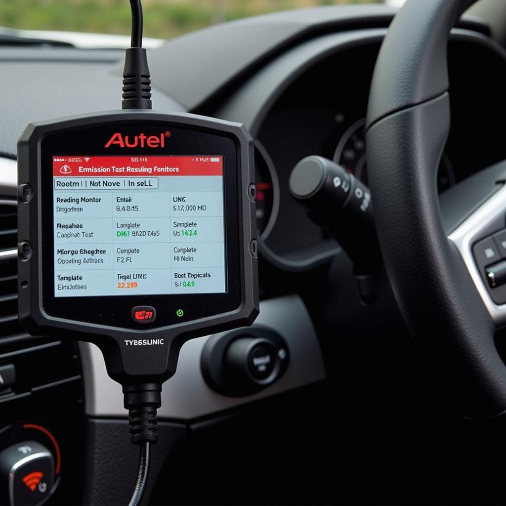 Autel OBD2 Scanner Performing Emission Test