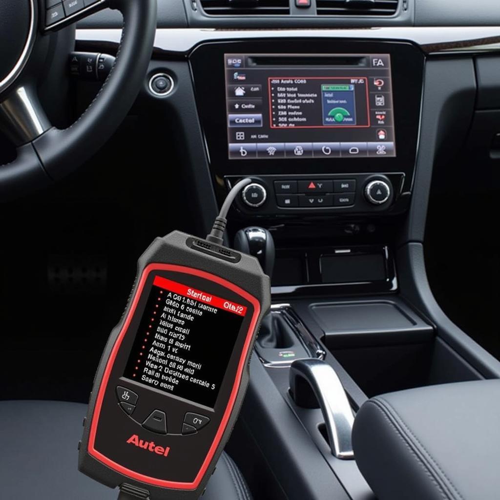 Autel OBD2 Scanner Reading Codes on Car