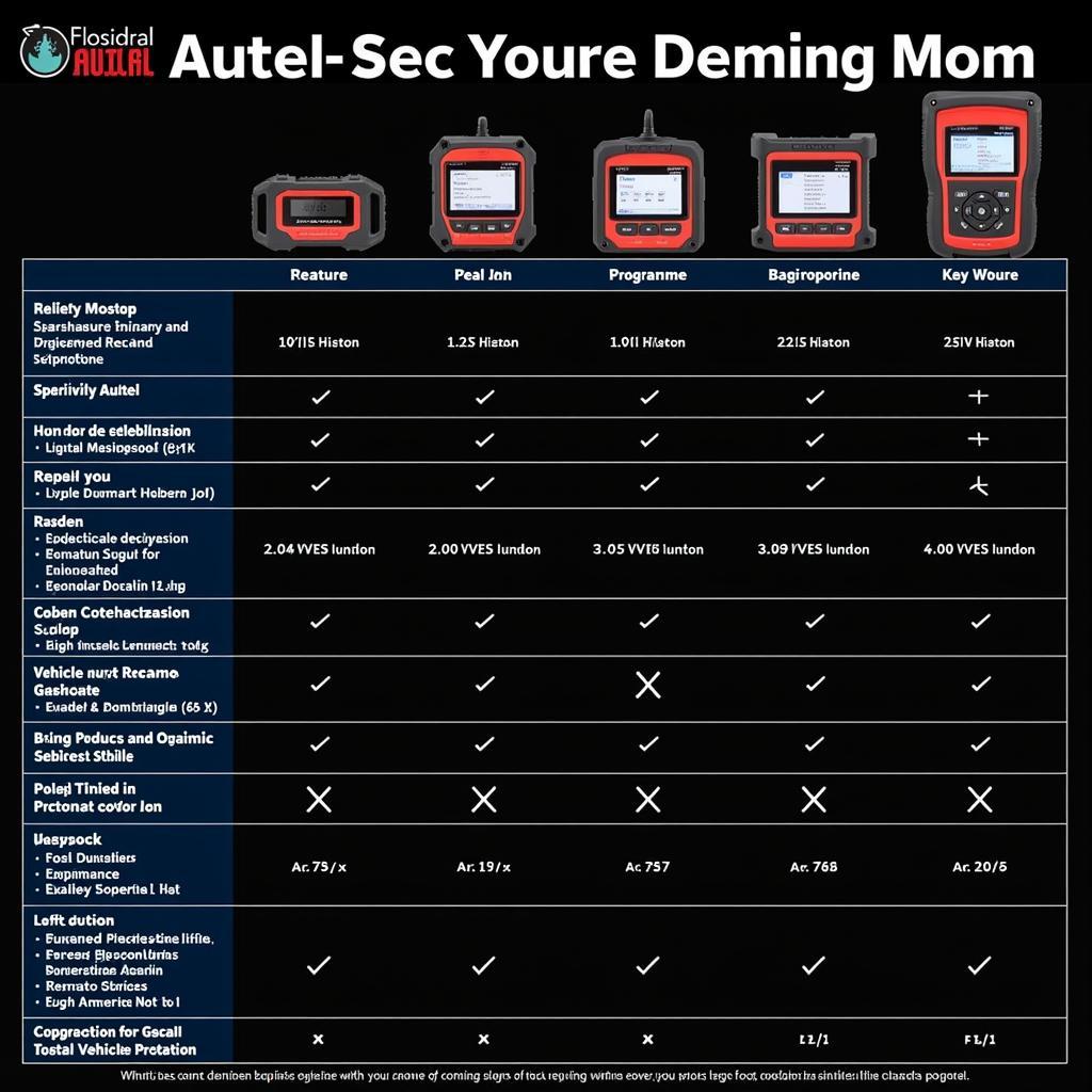 Autel Programmer Comparison Chart