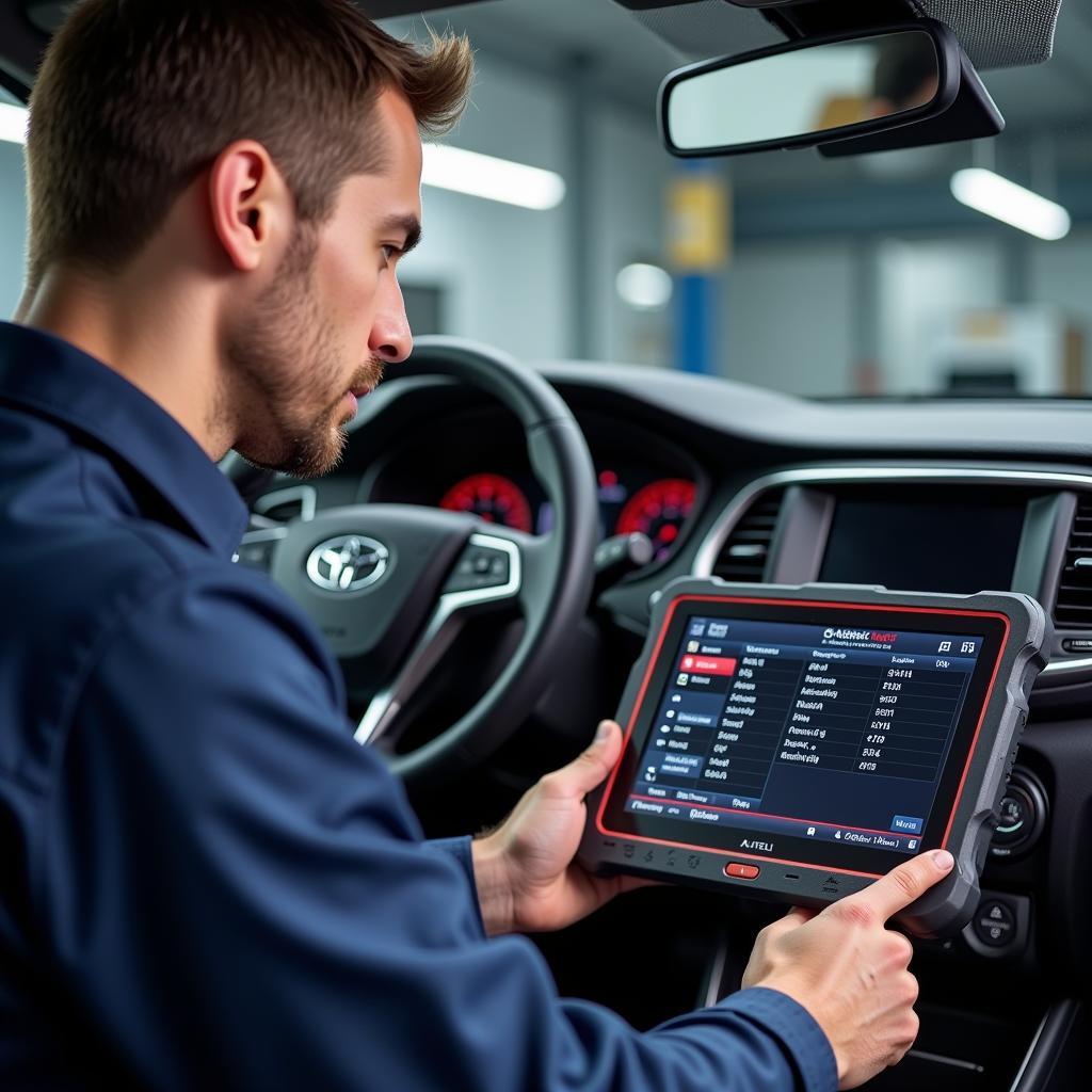 Autel Repair Center Technician Working on a Car