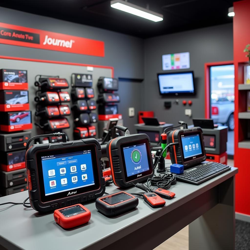 Autel Retail Store Display showcasing diagnostic tools.