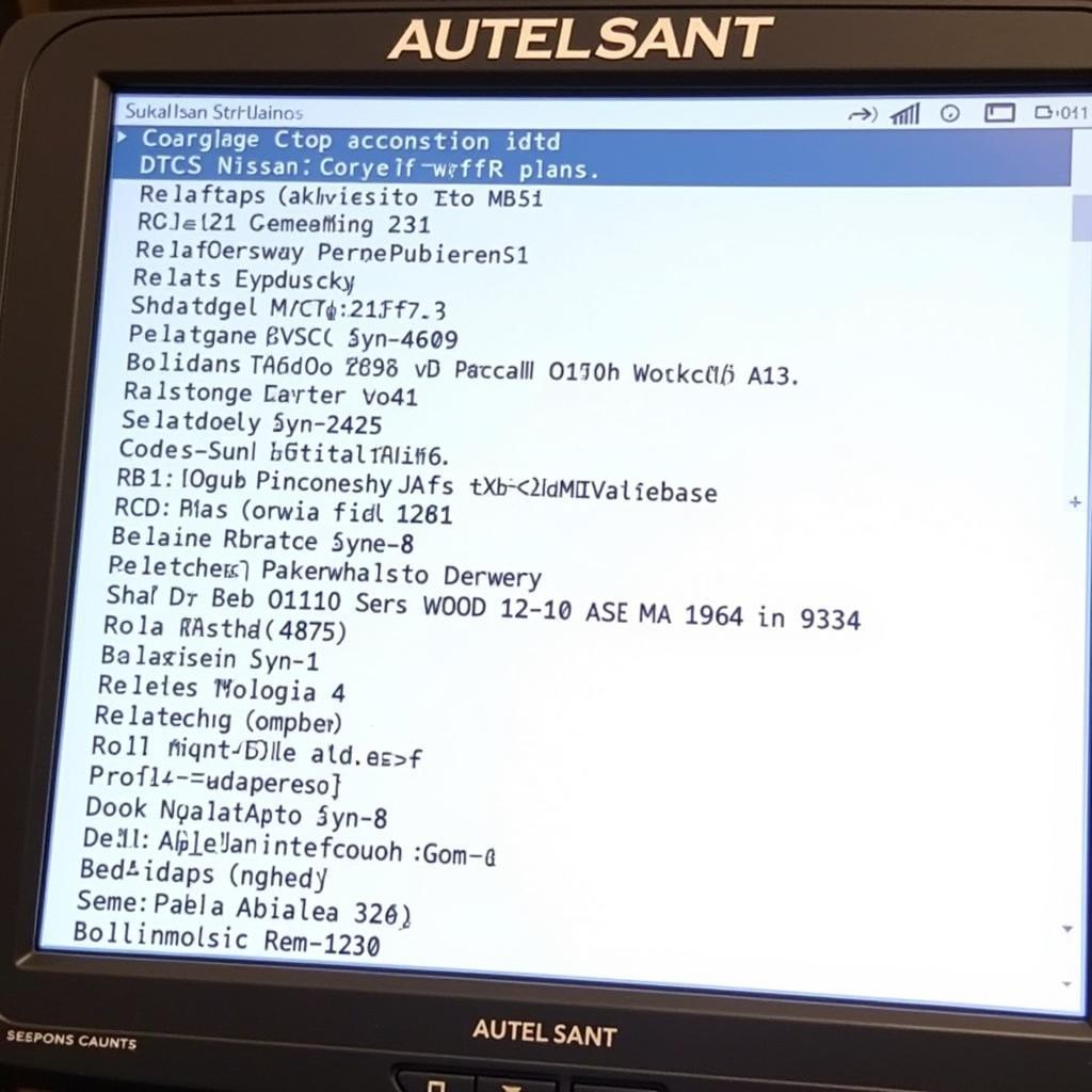 Autel Sant Scan Displaying Nissan Passenger Seat DTCs