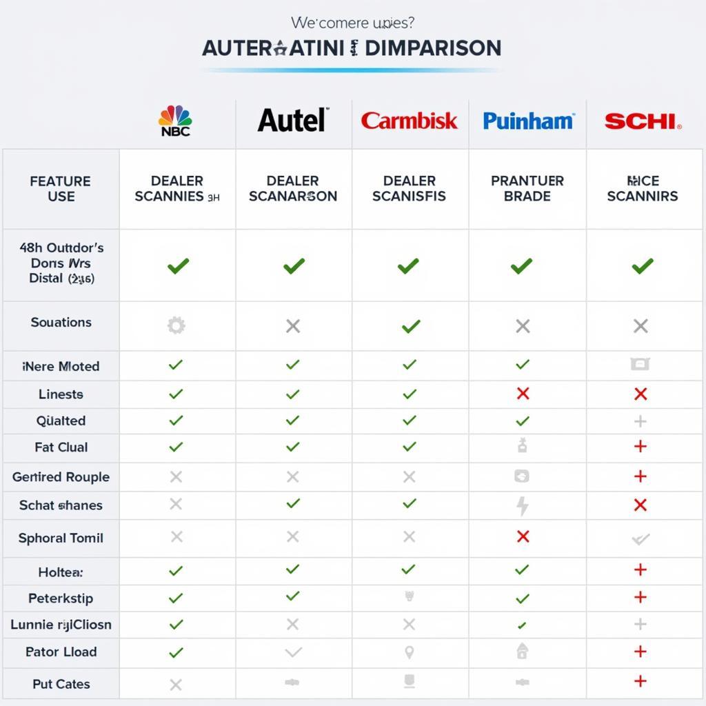 Autel Scanner Alternatives Comparison Chart