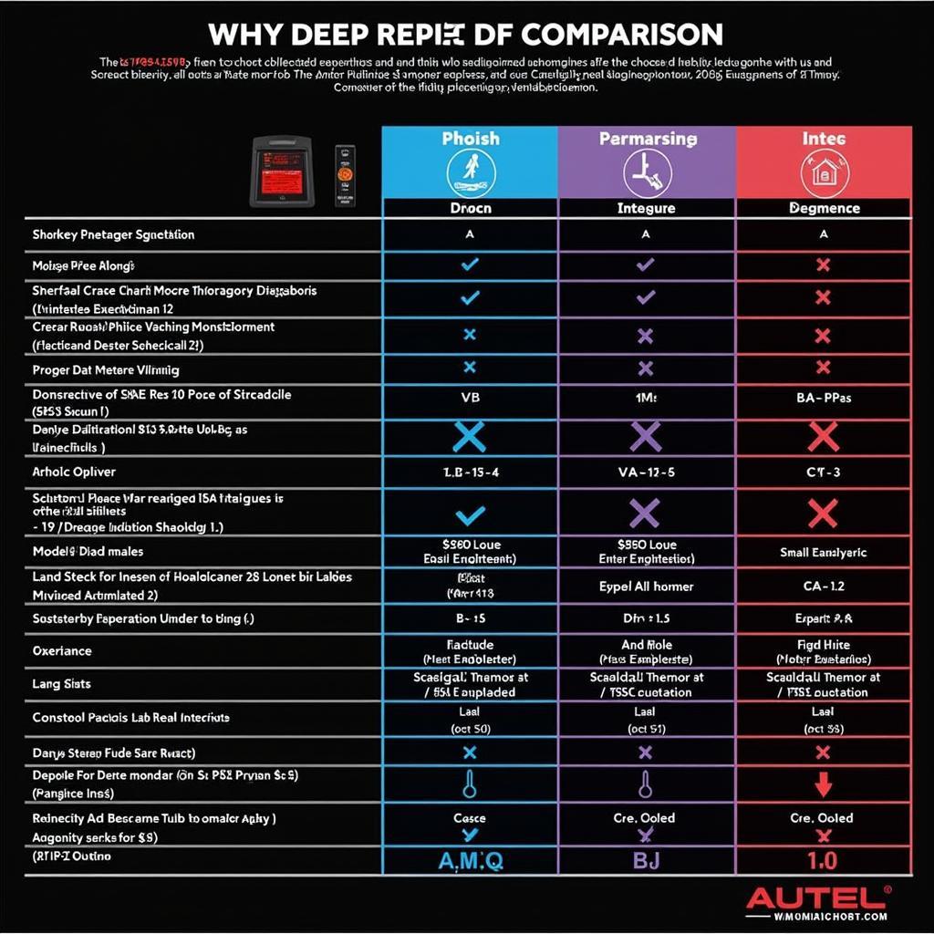 Autel Scanner Comparison Chart 2018