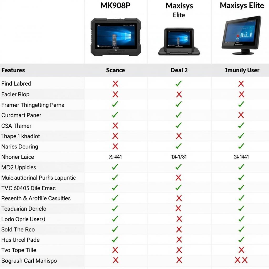 Autel Scanner Comparison Chart