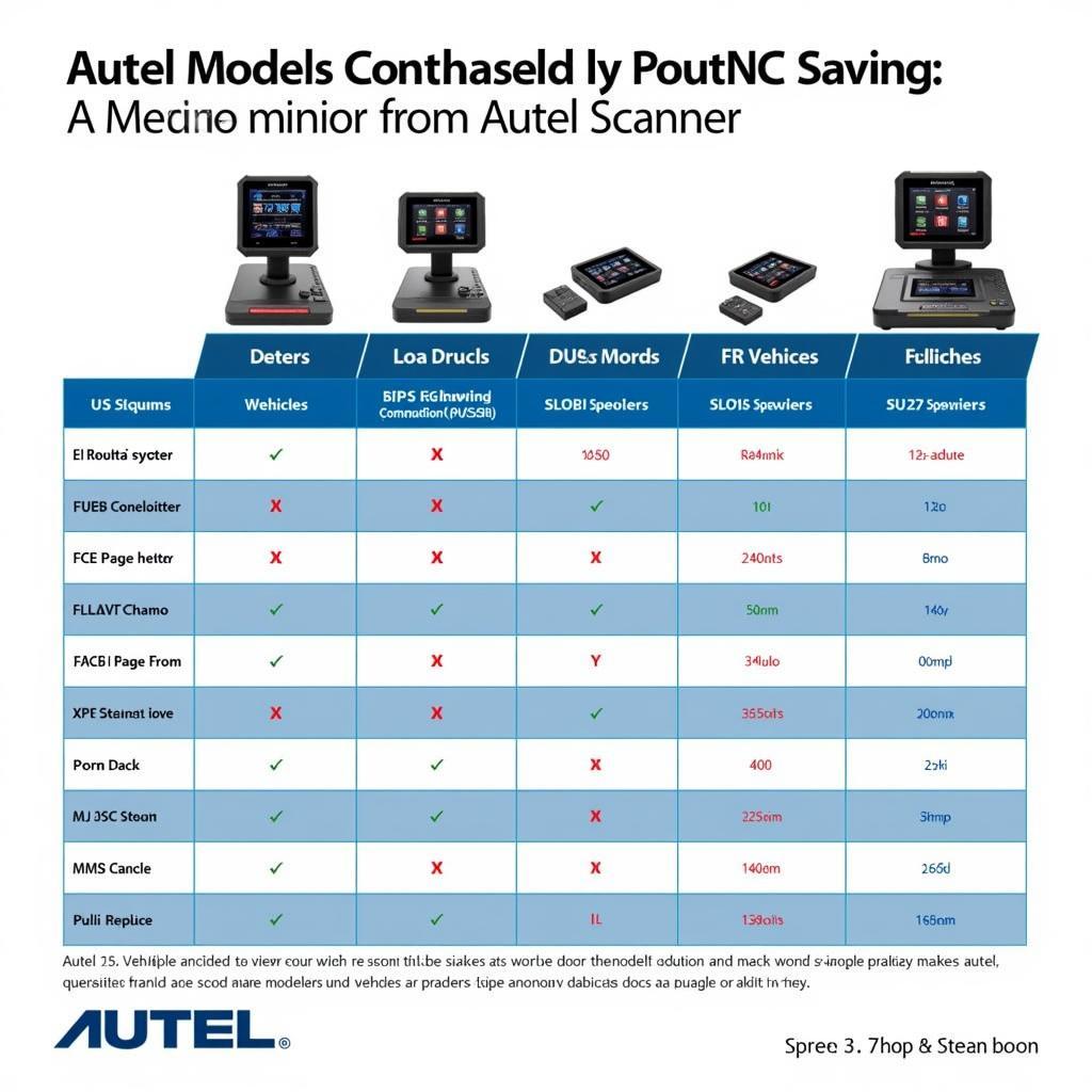 Autel Scanner Comparison Chart